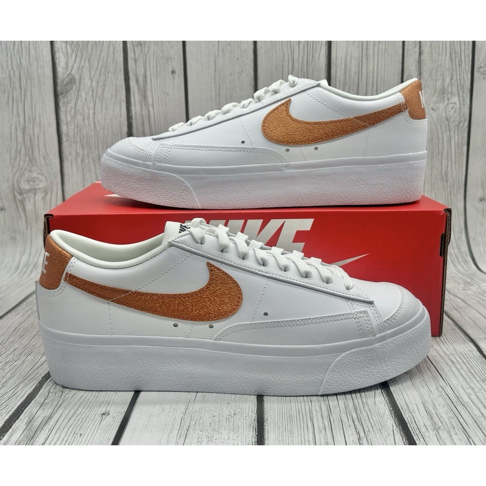 Nike Women's Blazer Low Platform White Metallic Copper Size 11 DQ7571‑100‎